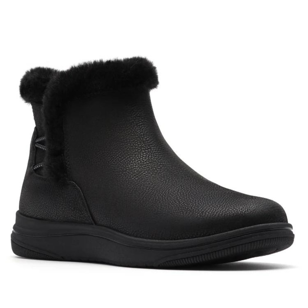 Clarks Breeze Fur Black Faux Fur Trim Ankle Boots Womens Size 7 - Picture 6 of 8